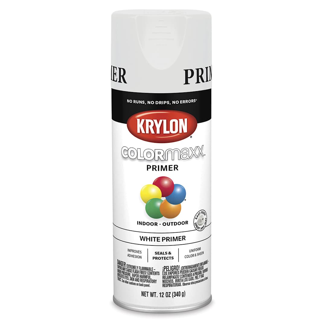 Open in modal - Krylon Colormaxx Primer - Front of can of White Primer
