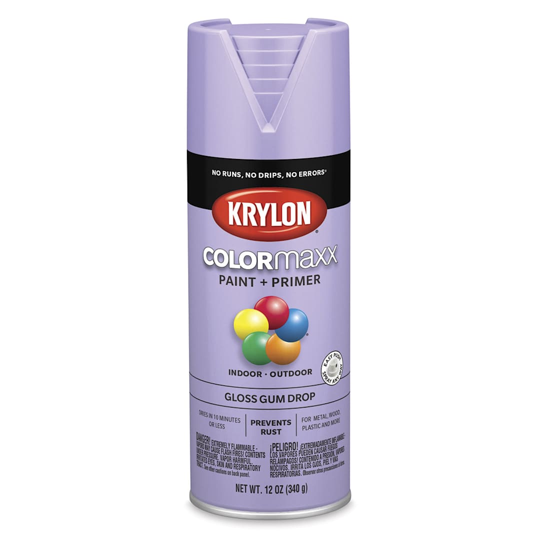 Open in modal - Krylon Colormaxx Spray Paint - Front of 12 oz. can of Gloss Gum Drop Color