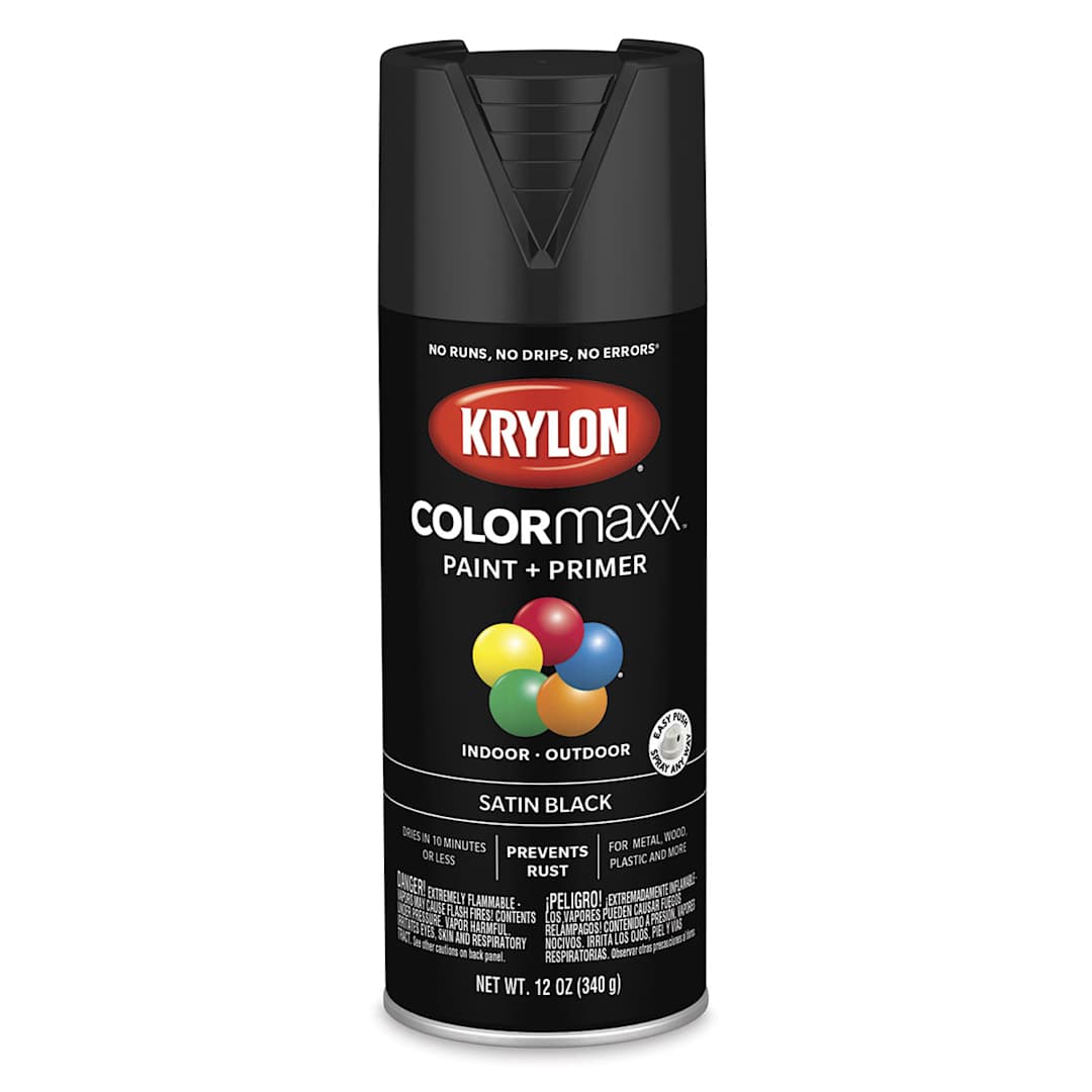 Open in modal - Krylon Colormaxx Spray Paint - Black, Satin, 12 oz
