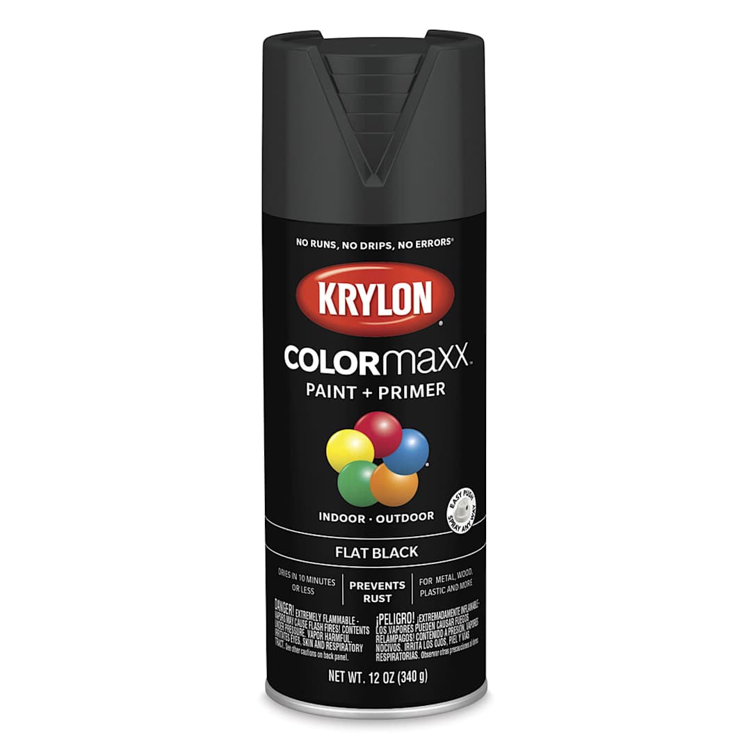 Open in modal - Krylon Colormaxx Spray Paint - Black, Flat, 12 oz