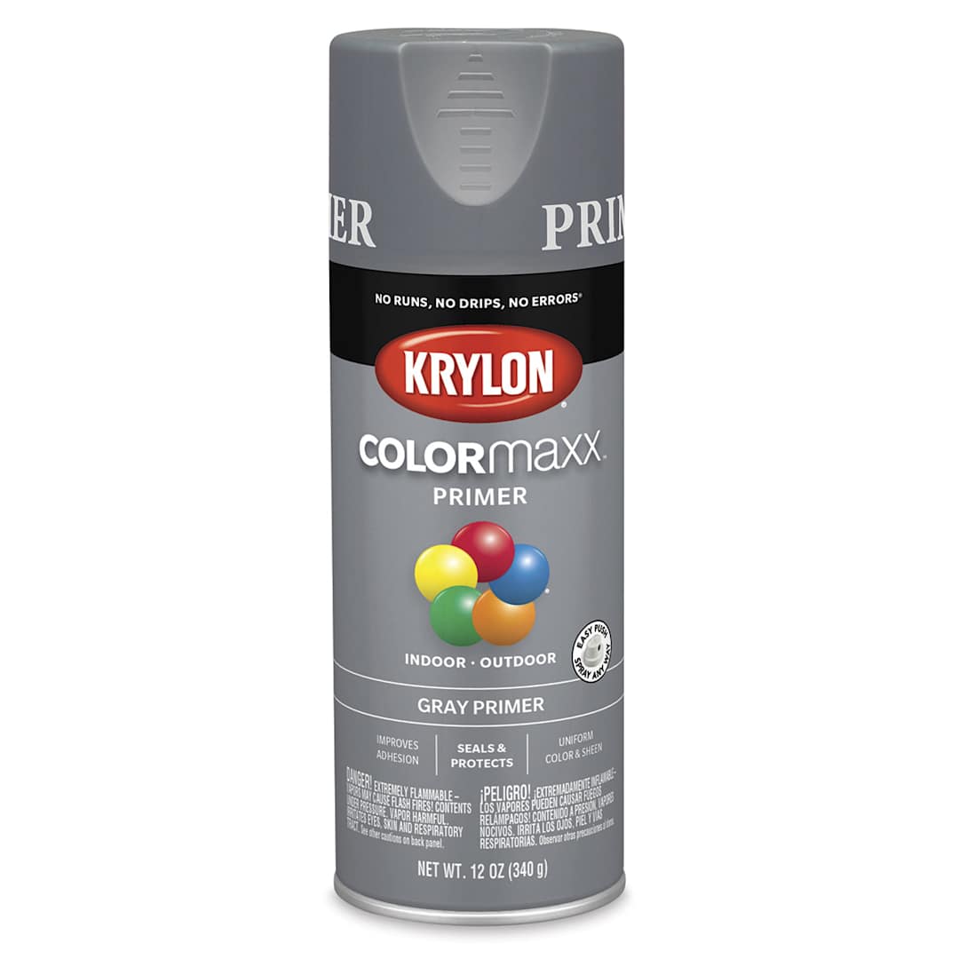 Open in modal - Krylon Colormaxx Primer - Front of can of Gray Primer