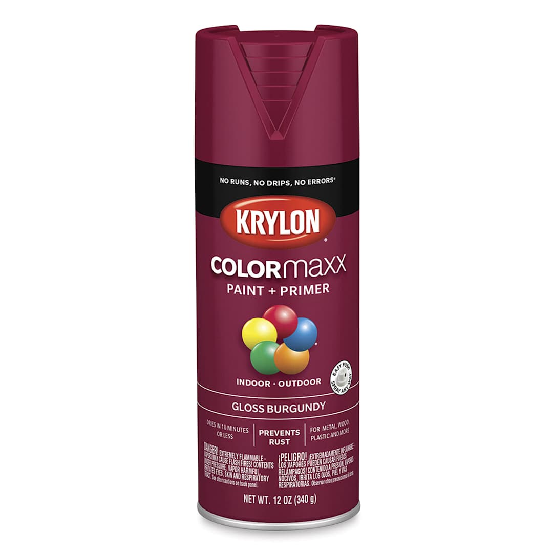 Open in modal - Krylon Colormaxx Spray Paint - Burgundy, Gloss, 12 oz