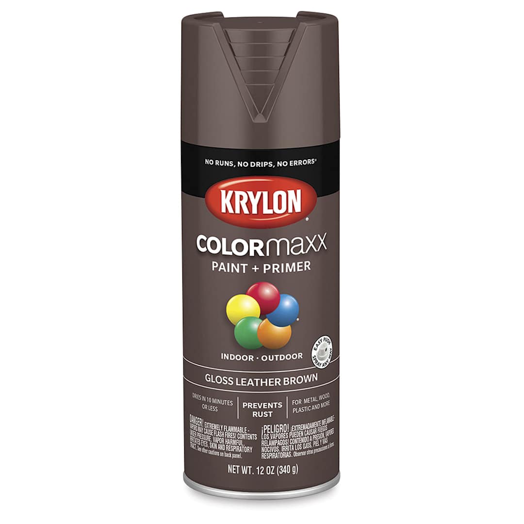 Open in modal - Krylon Colormaxx Spray Paint - Leather Brown, Gloss, 12 oz
