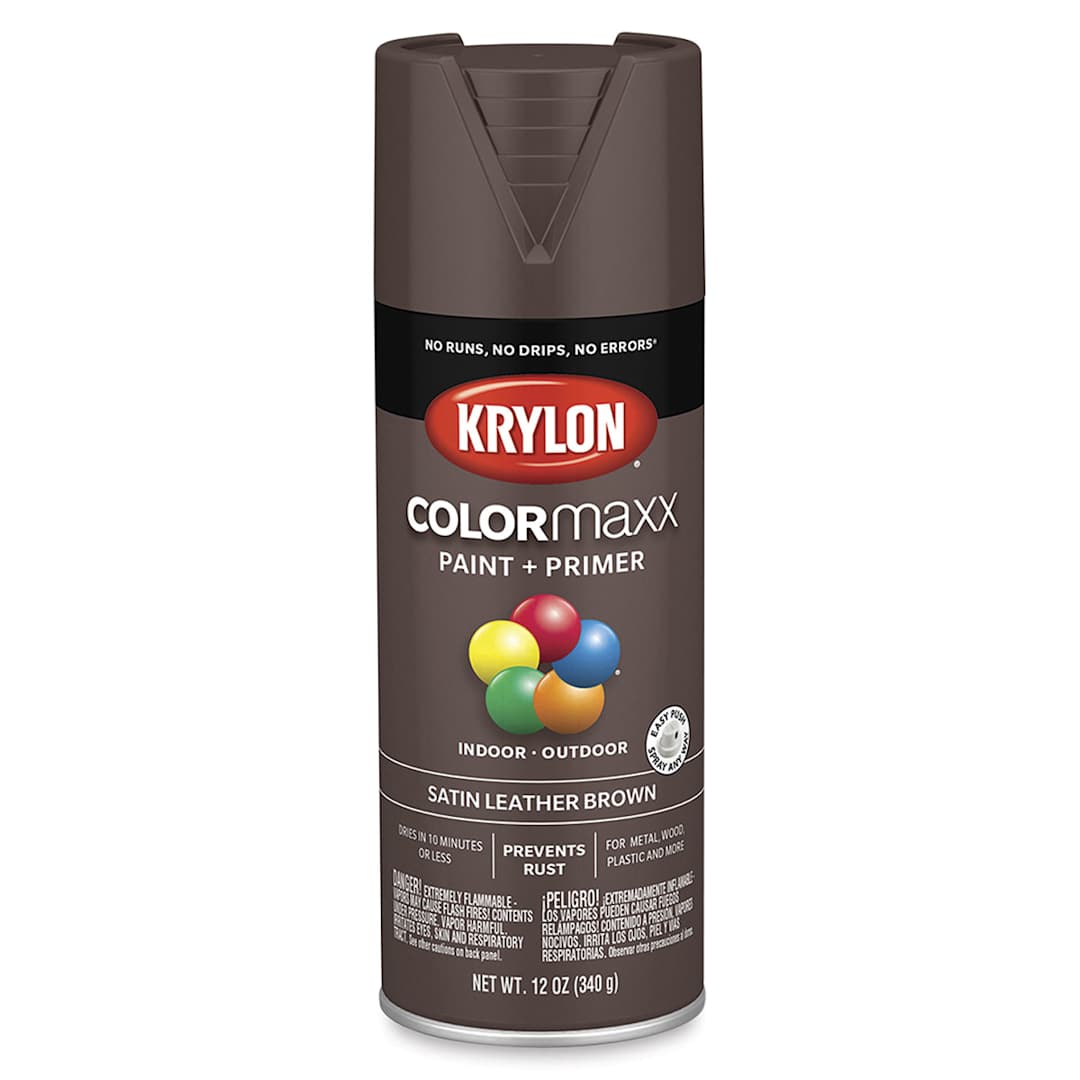 Open in modal - Krylon Colormaxx Spray Paint - Leather Brown, Satin, 12 oz