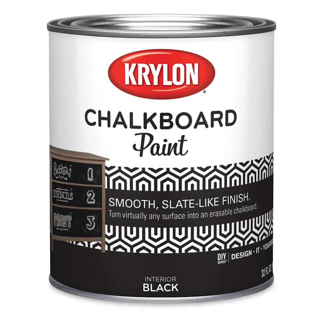 Open in modal - Krylon Chalkboard Paint - Front view of Quart can of Black Chalkboard Paint