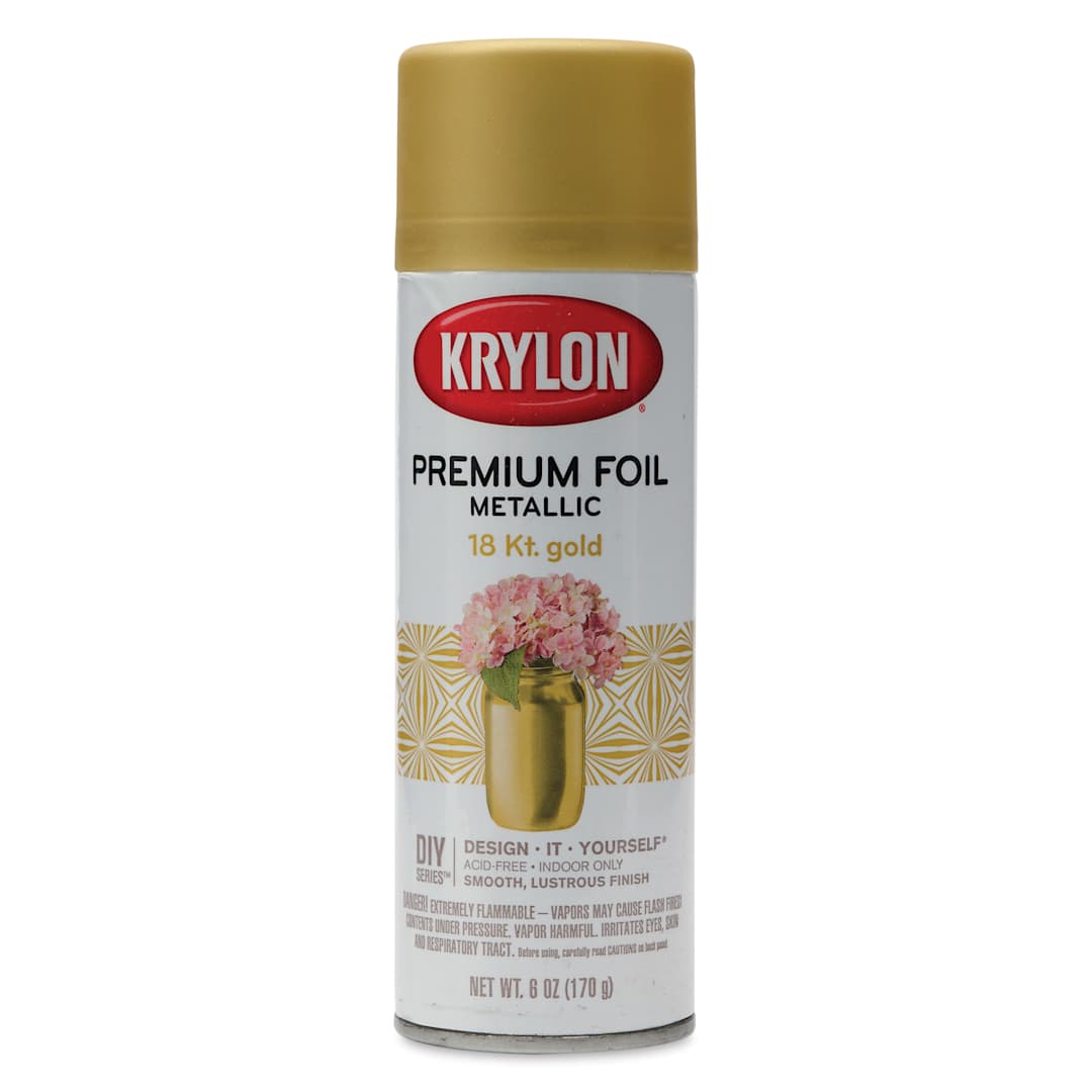 Open in modal - Krylon Foil Metallic Spray Paint - 18 Kt Gold, 6 oz, front of can