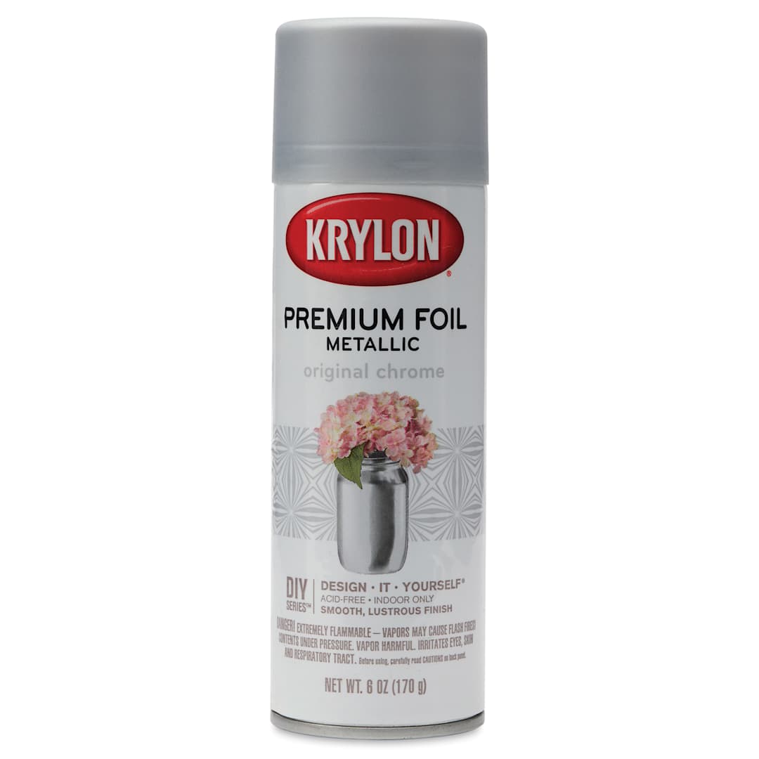 Open in modal - Krylon Foil Metallic Spray Paint - Original Chrome, 6 oz, front of can