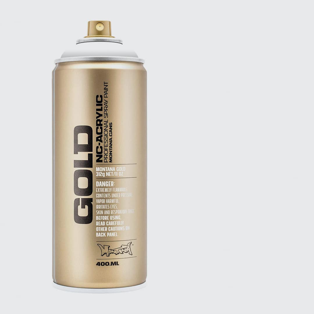 Open in modal - Montana Gold Acrylic Professional Spray Paint - Shock White, 400 ml (Spray can with color swatch)