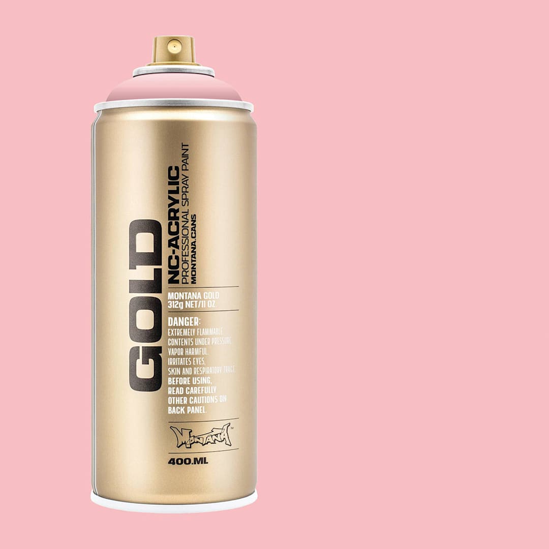 Open in modal - Montana Gold Acrylic Professional Spray Paint - Lychee, 400 ml (Spray can with color swatch)