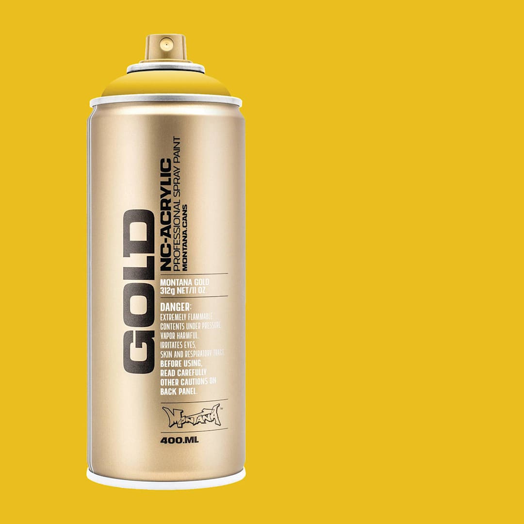 Open in modal - Montana Gold Acrylic Professional Spray Paint - Banana, 400 ml (Spray can with color swatch)