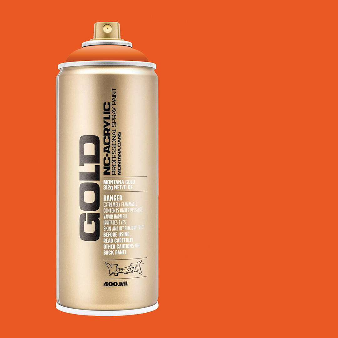 Open in modal - Montana Gold Acrylic Professional Spray Paint -  Pure Orange, 400 ml (Spray can with color swatch)