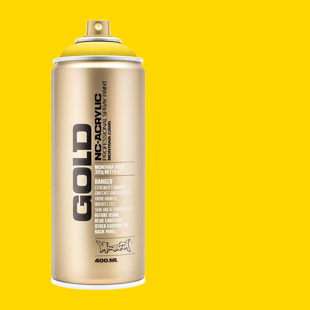 Open in modal - Montana Gold Acrylic Professional Spray Paint - Citrus, 400 ml (Spray can with color swatch)