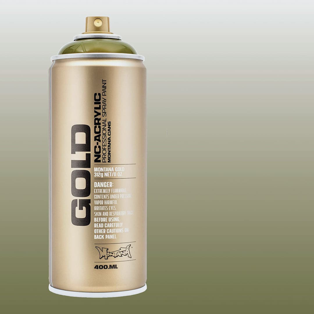 Open in modal - Montana Gold Acrylic Transparent Spray Paint - Transparent Olive Green, 400 ml can with color swatch