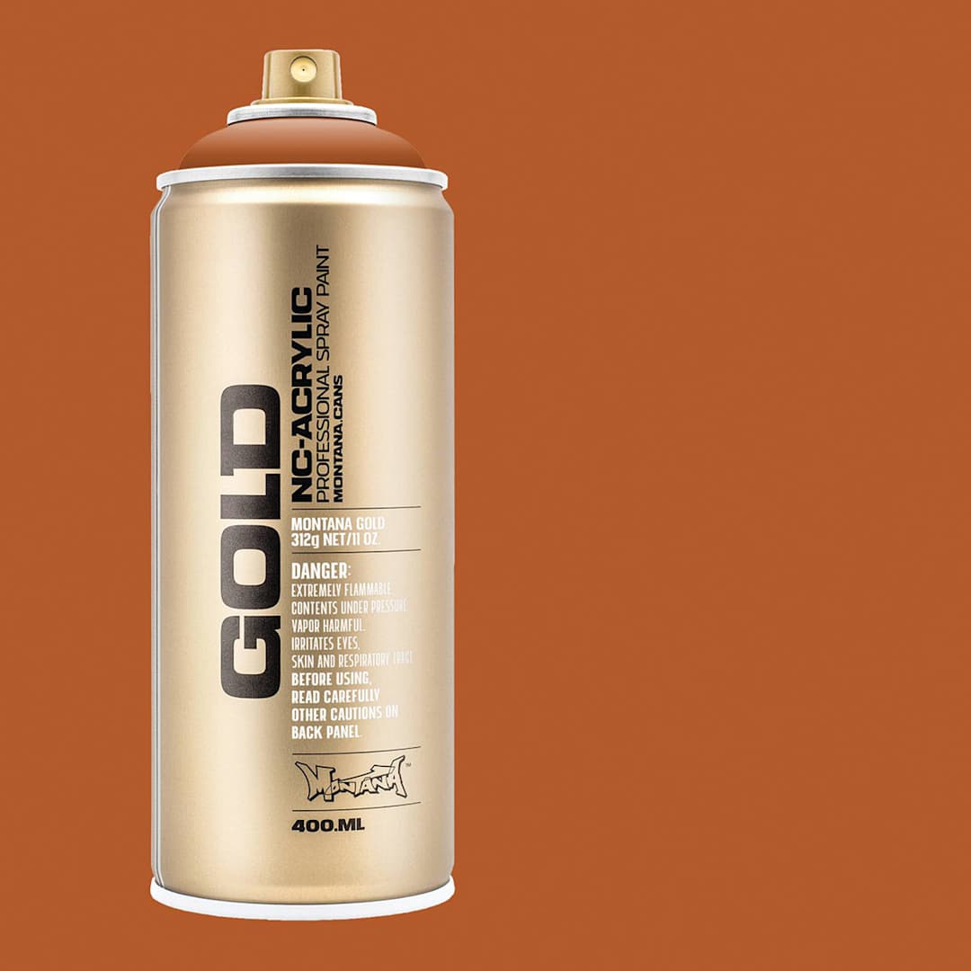 Open in modal - Montana Gold Acrylic Professional Spray Paint - Shock Brown Light, 400 ml (Spray can with color swatch)