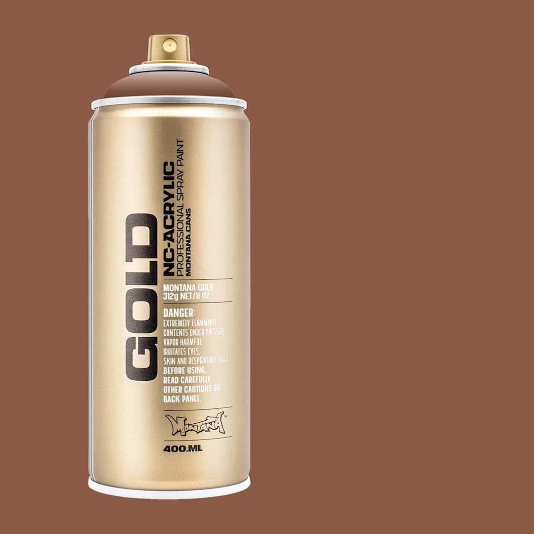 Open in modal - Montana Gold Acrylic Professional Spray Paint - Hot Chocolate, 400 ml (Spray can with color swatch)