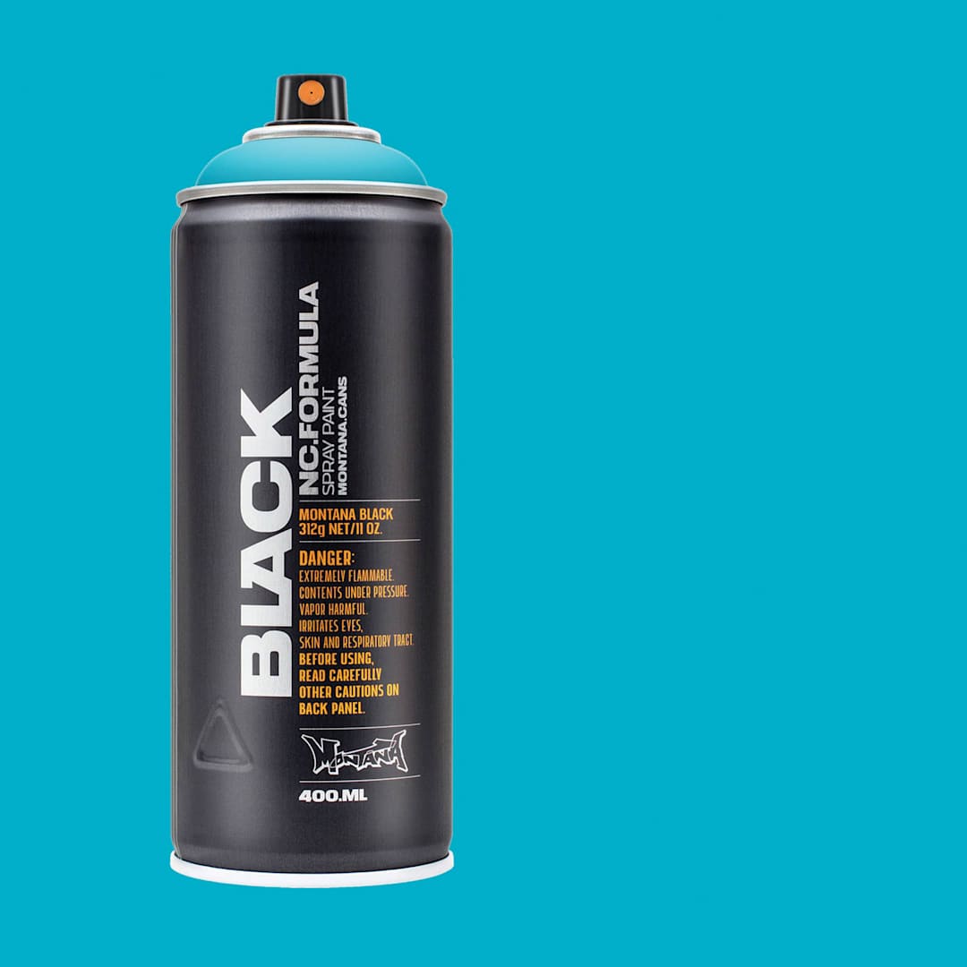 Open in modal - Montana Black Spray Paint - True Cyan, 400 ml can with swatch