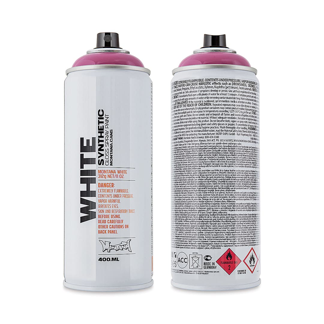 Open in modal - Montana White Spray Paint - Phantom, 400 ml (Front and back of spray can)