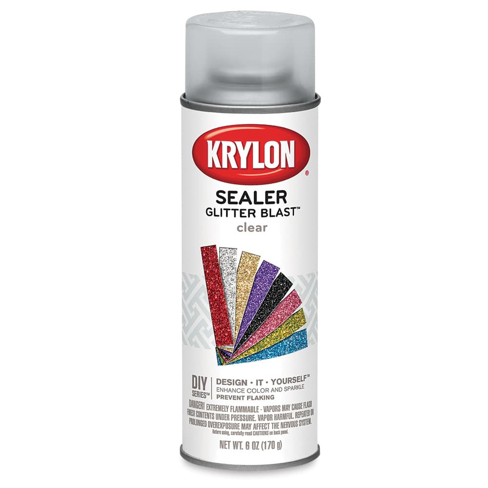 Open in modal - Krylon Glitter Blast Spray Paints - Front of Clear Sealer Can