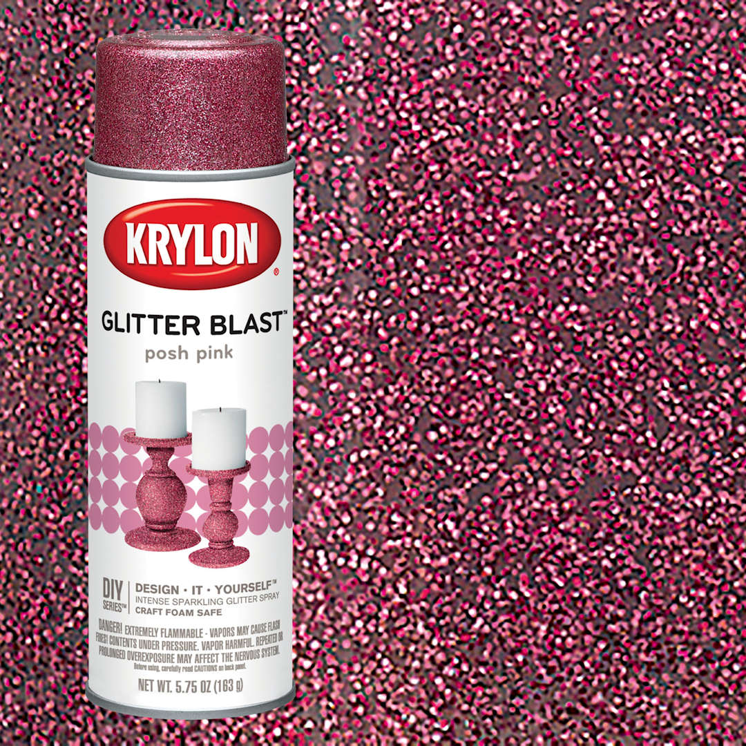 Open in modal - Krylon Glitter Blast Spray Paint - Posh Pink, 5.75 oz can and swatch