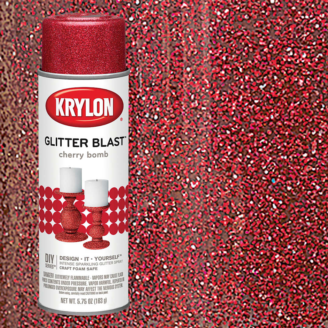 Open in modal - Krylon Glitter Blast Spray Paint - Cherry Bomb, 5.75 oz can and swatch