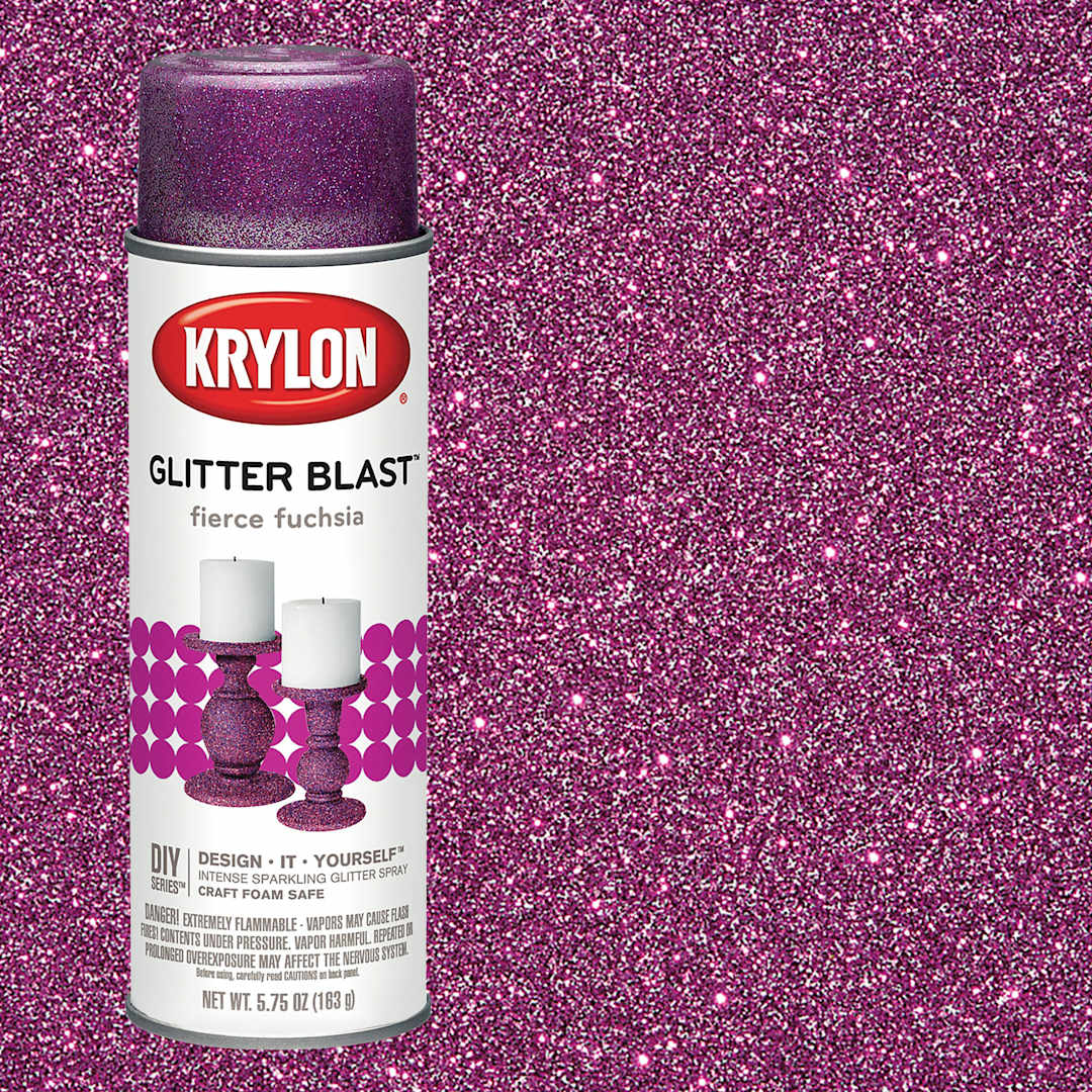 Open in modal - Krylon Glitter Blast Spray Paint - Fierce Fuchsia, 5.75 oz can and swatch