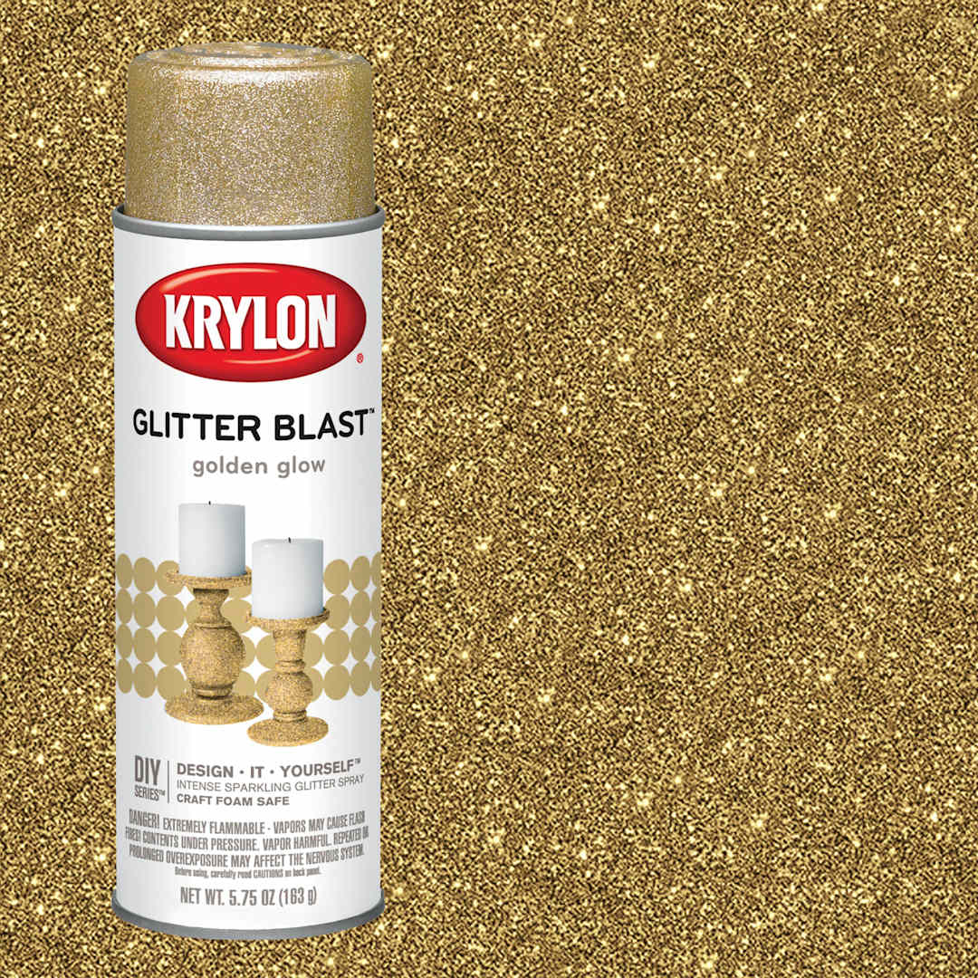 Open in modal - Krylon Glitter Blast Spray Paint - Golden Glow, 5.75 oz can and swatch