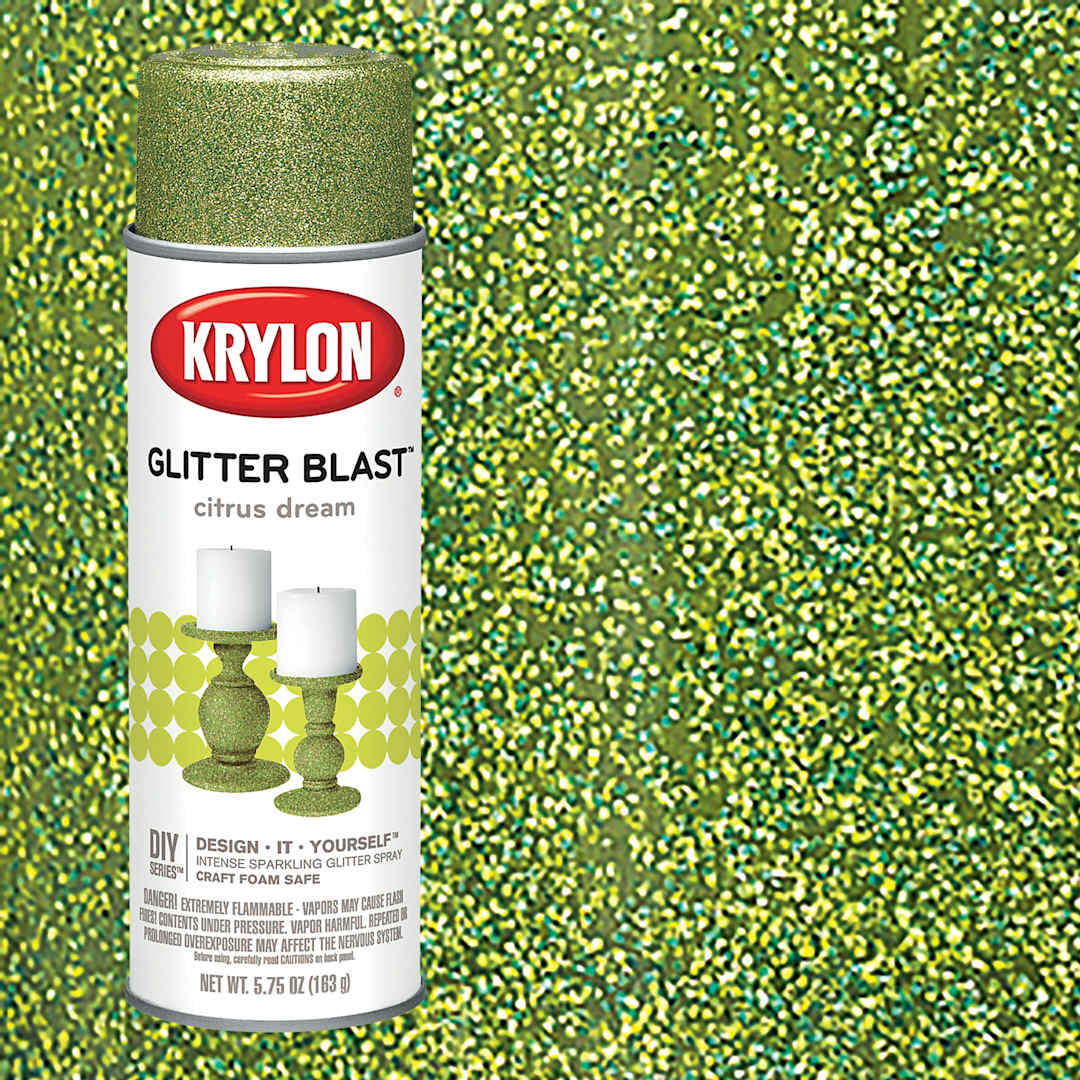 Open in modal - Krylon Glitter Blast Spray Paint - Citrus, 5.75 oz can and swatch