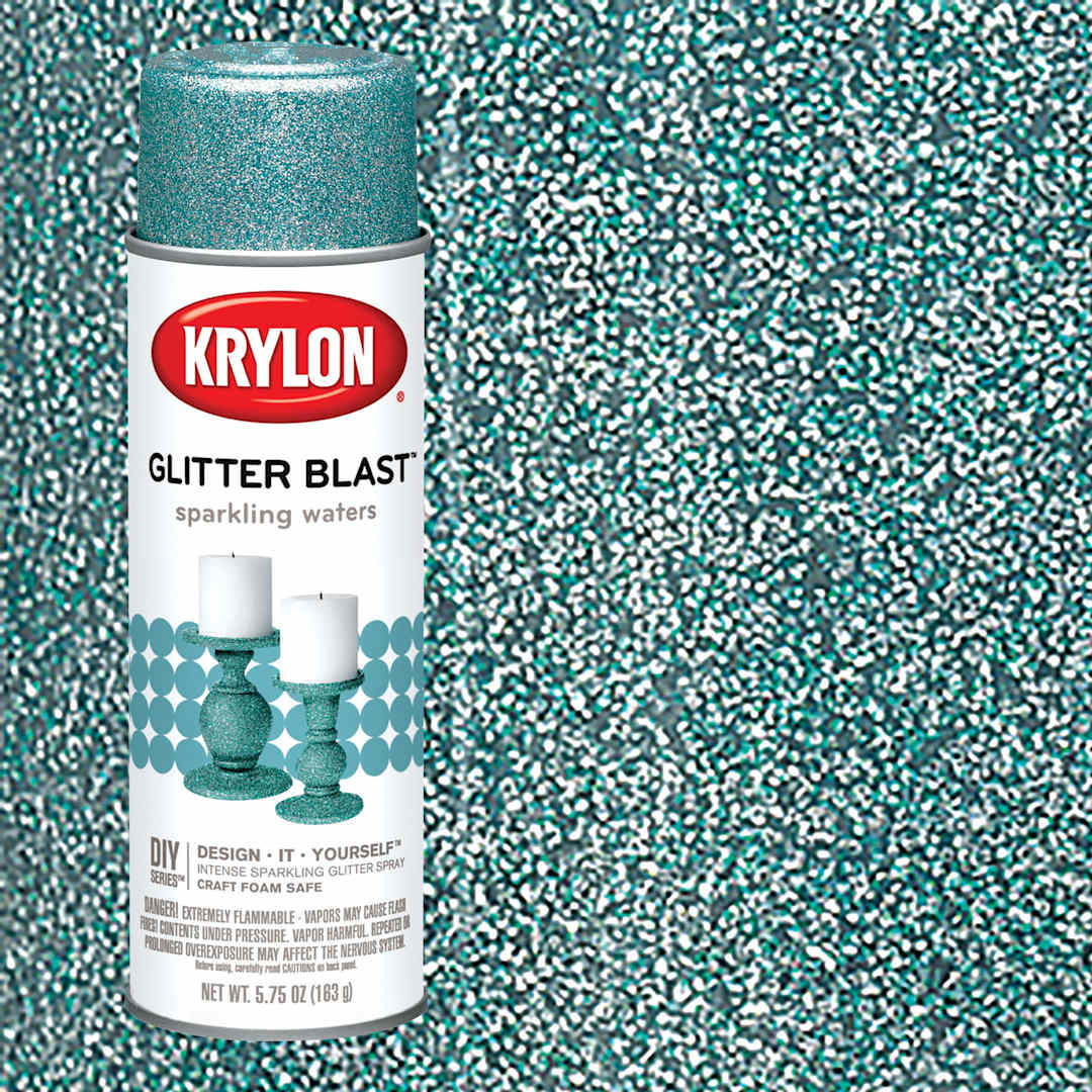 Open in modal - Krylon Glitter Blast Spray Paint - Sparkling Waters, 5.75 oz can and swatch