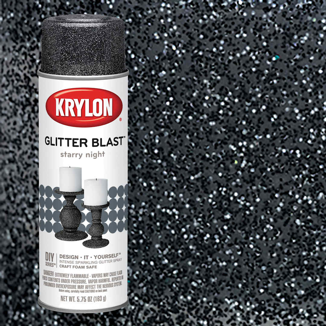Open in modal - Krylon Glitter Blast Spray Paint - Starry Night, 5.75 oz can and swatch