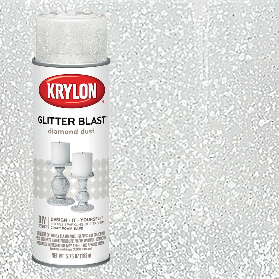 Open in modal - Krylon Glitter Blast Spray Paint - Diamond Dust, 5.75 oz can and swatch
