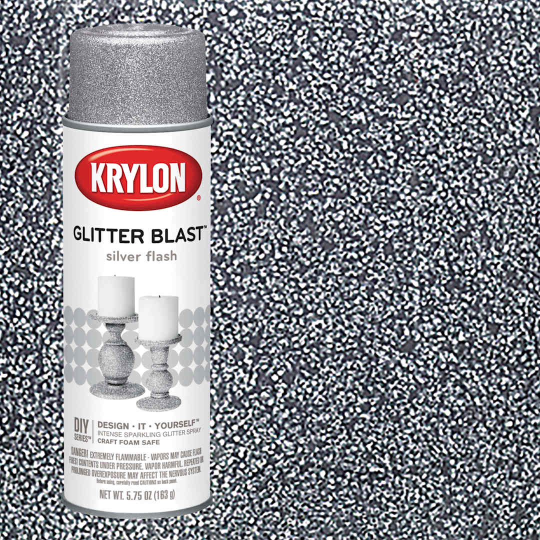 Open in modal - Krylon Glitter Blast Spray Paint - Silver, 5.75 oz can and swatch