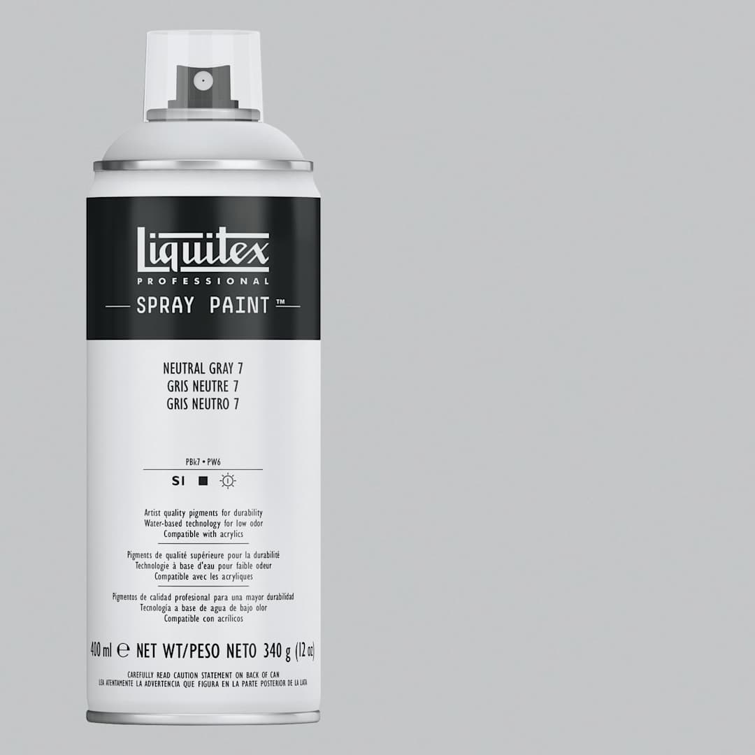 Open in modal - Liquitex Professional Spray Paint - Neutral Gray 7, 400 ml can and swatch