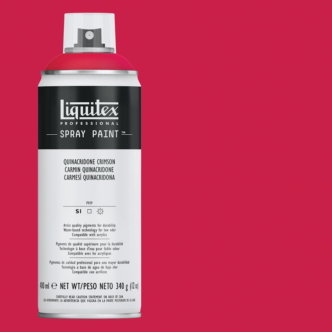 Open in modal - Liquitex Professional Spray Paint - Quinacridone Crimson, 400 ml can and swatch