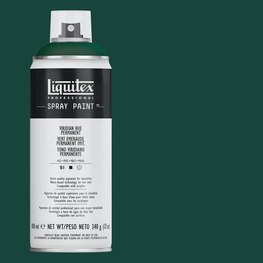 Open in modal - Liquitex Professional Spray Paint - Viridian Hue Permanent, 400 ml can and swatch