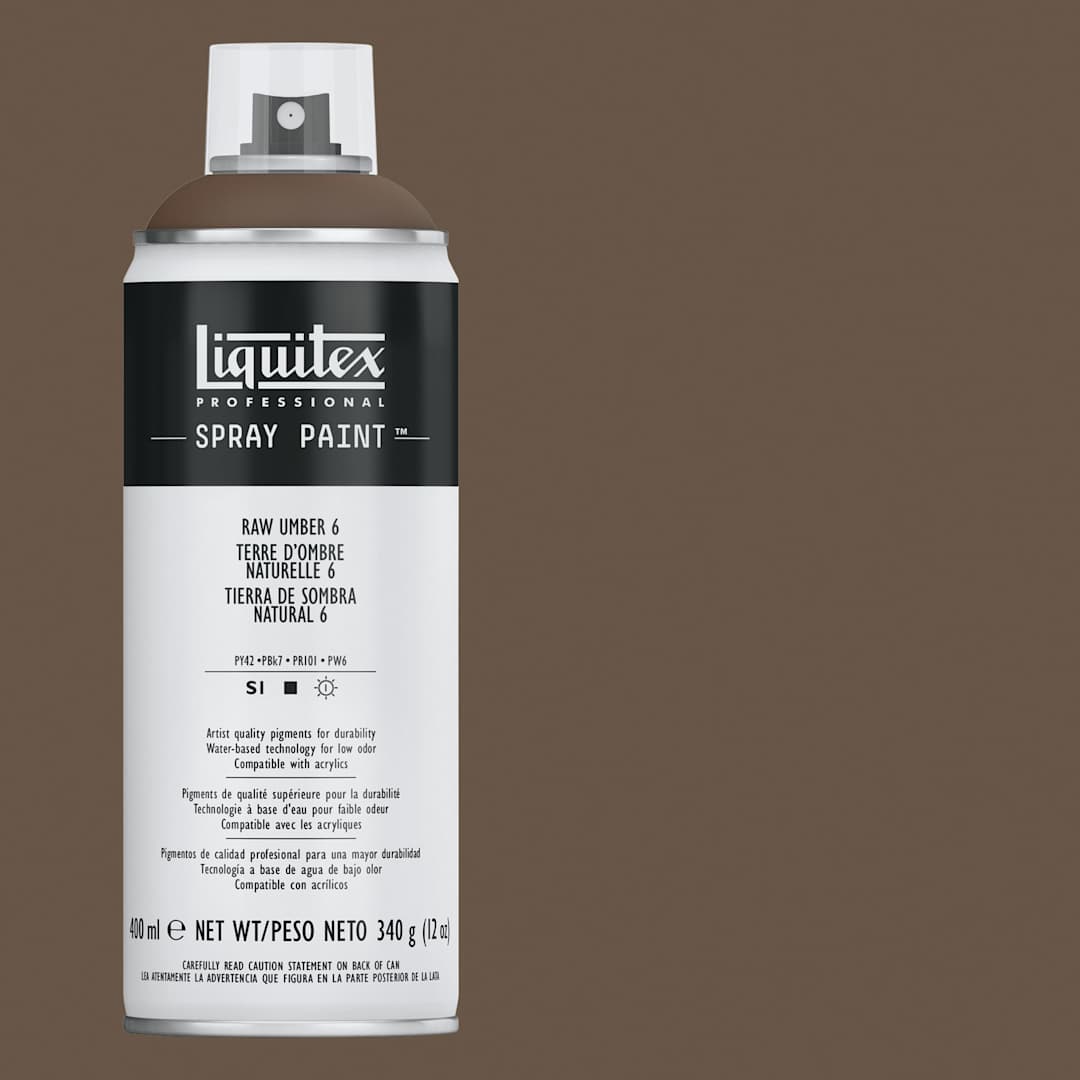 Open in modal - Liquitex Professional Spray Paint - Raw Umber 6, 400 ml can and swatch