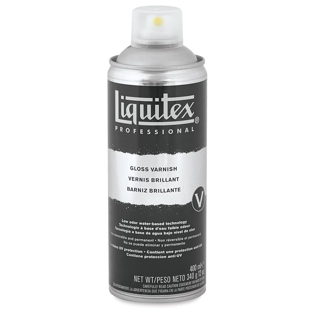 Open in modal - Liquitex Spray Varnish - Front of 400 ml can Gloss Spray shown