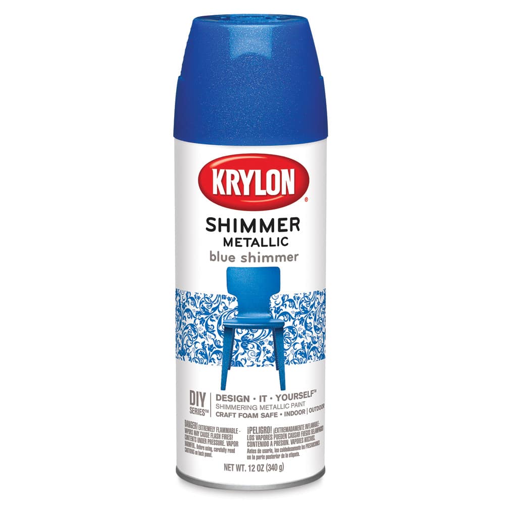 Open in modal - Krylon Shimmer Metallic Spray Paint - Front of Blue Spray Can