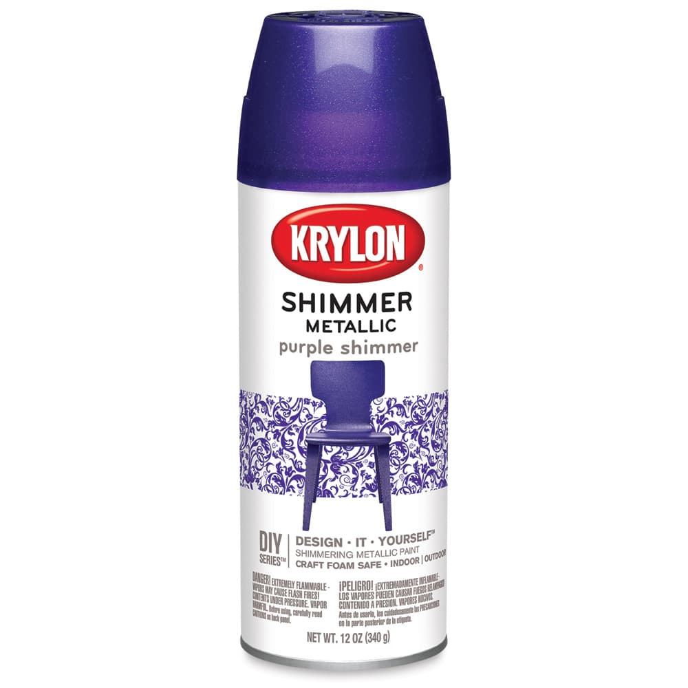 Open in modal - Krylon Shimmer Metallic Spray Paint - Front of Purple Spray Can