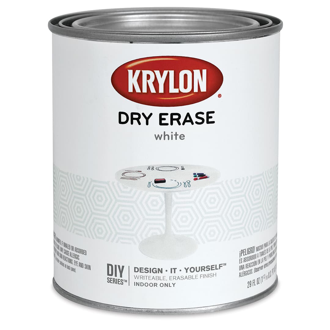 Open in modal - Krylon Dry Erase - Front of 1 Quart can of White Dry Erase
