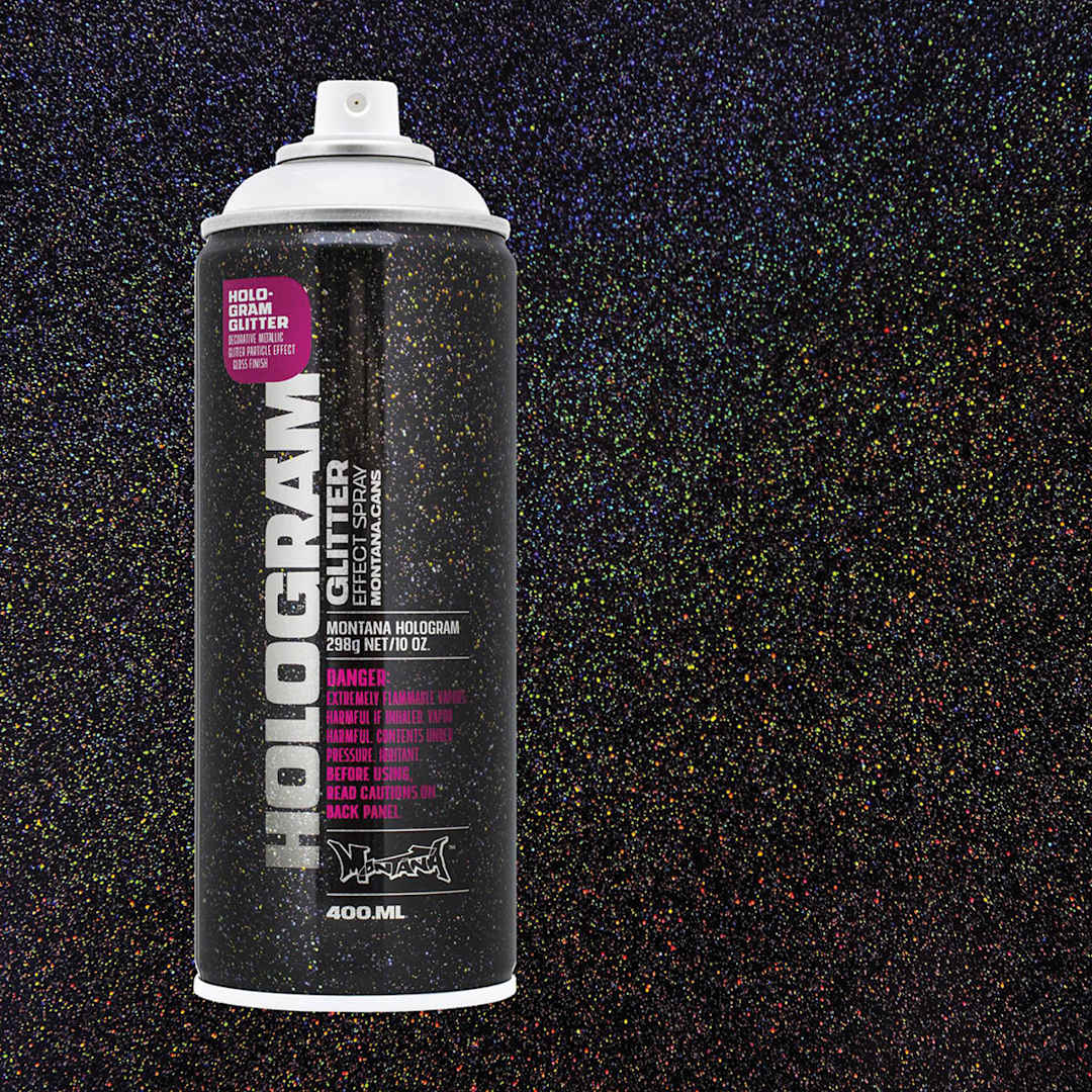 Open in modal - Montana Hologram Glitter Effect Spray - 11 oz (Spray can with swatch)