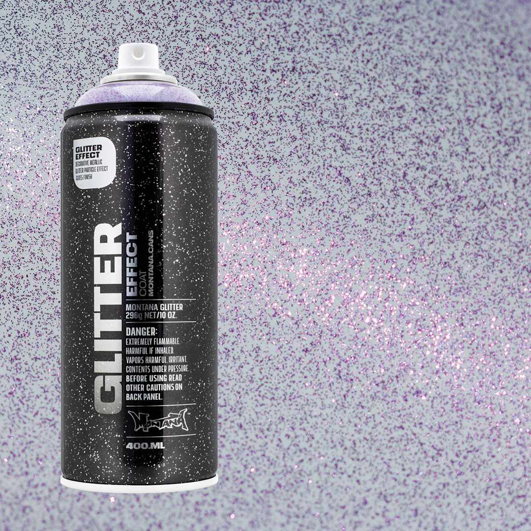 Open in modal - Montana Glitter Effect Spray Paint - Glitter Amethyst can with swatch