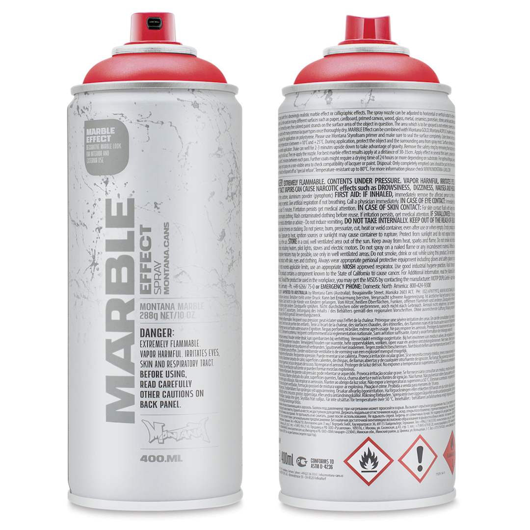 Open in modal - Montana Marble Effect Spray - Front and Back of Marble Red 11 oz spray can shown