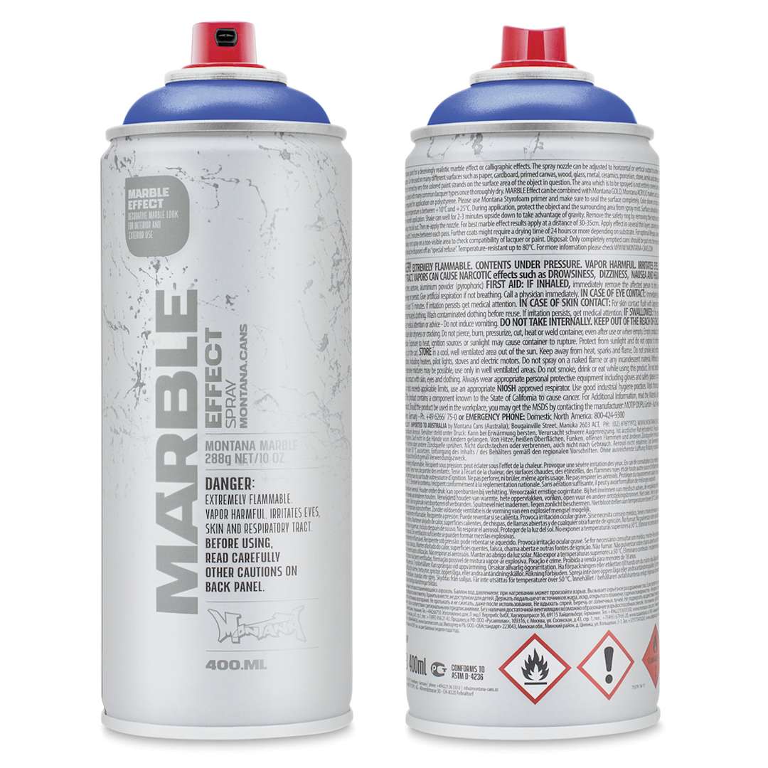 Open in modal - Montana Marble Effect Spray - Marble Blue, 11 oz (Front and back of spray can)