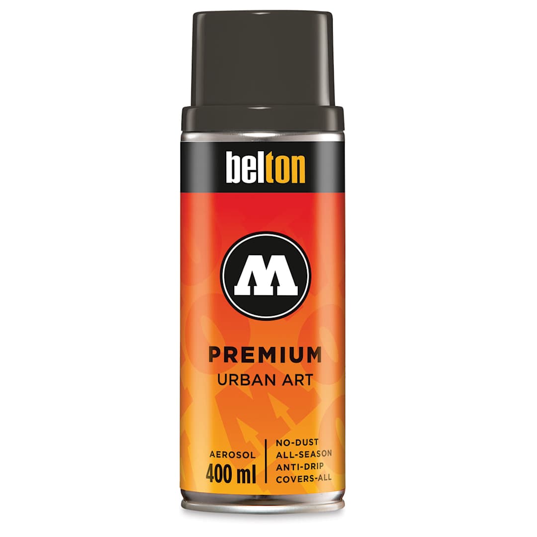 Open in modal - Molotow Belton Premium Spray Paint - Front of Black Gray Natural color 400 ml can