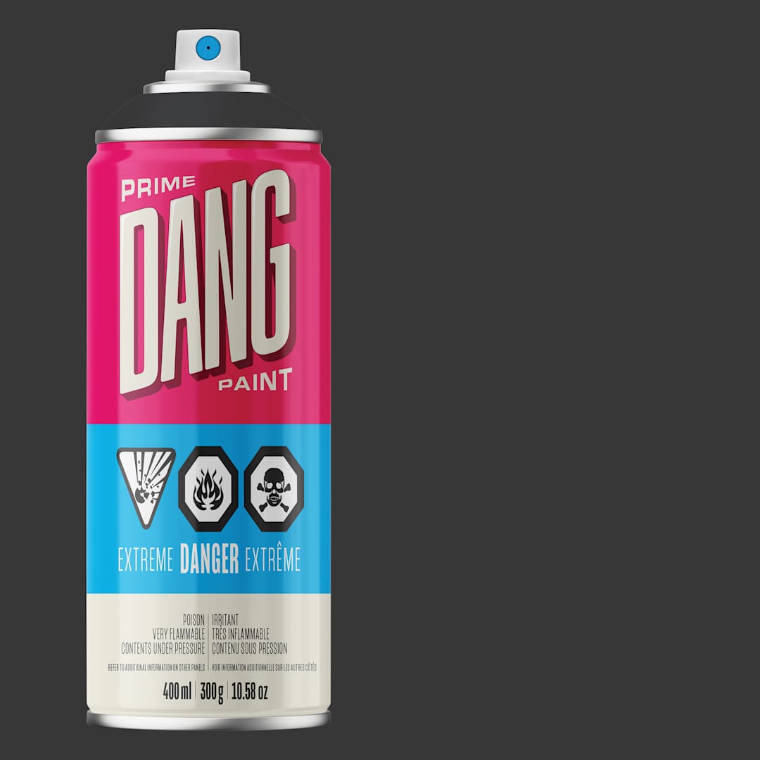 Open in modal - Dang Prime Spray Paint - Black, 400 ml can and swatch