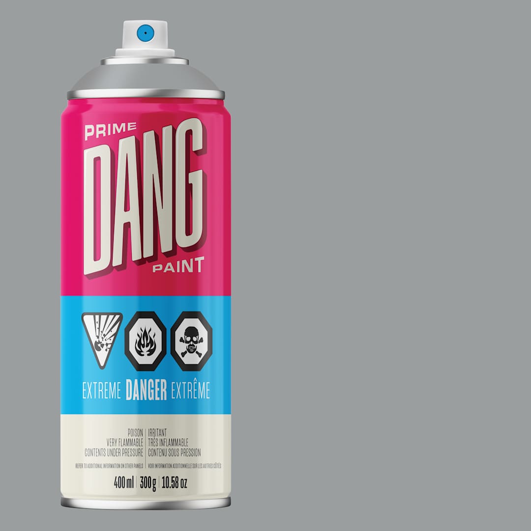 Open in modal - Dang Prime Spray Paint - Koala Grey, 400 ml can and swatch
