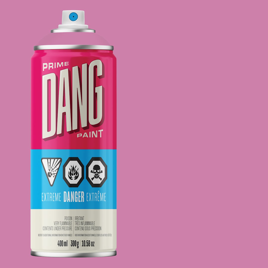 Open in modal - Dang Prime Spray Paint - Candy Pink, 400 ml can and swatch