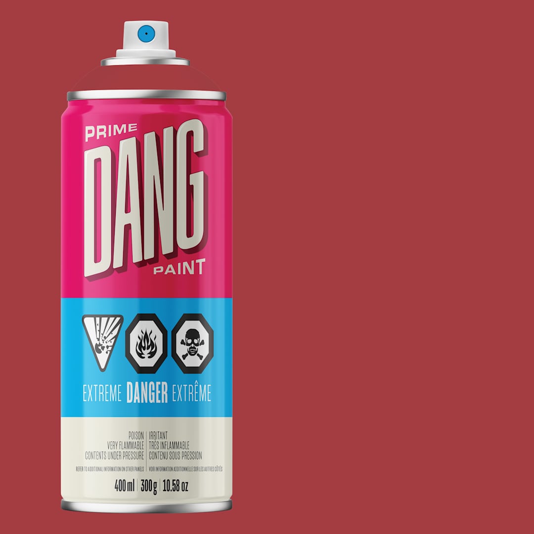 Open in modal - Dang Prime Spray Paint - Blood Red, 400 ml can and swatch