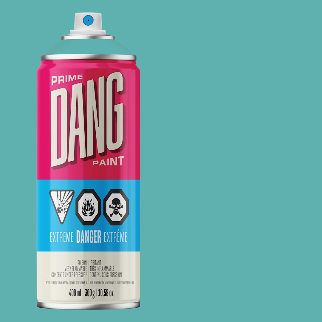 Open in modal - Dang Prime Spray Paint - Aqua, 400 ml can and swatch