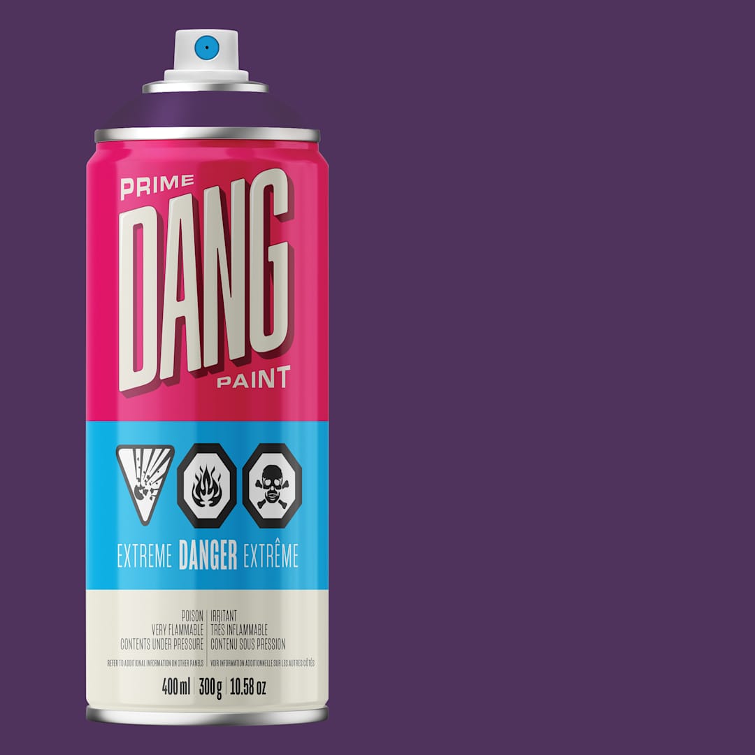 Open in modal - Dang Prime Spray Paint - Royal Purple, 400 ml can and swatch